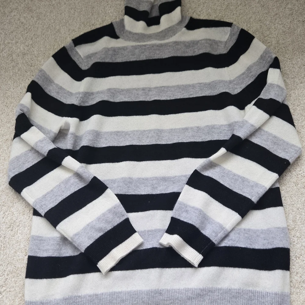 Charter Club Cashmere Multi-Striped Turtleneck Sweater|Size L - Picture 6 of 10